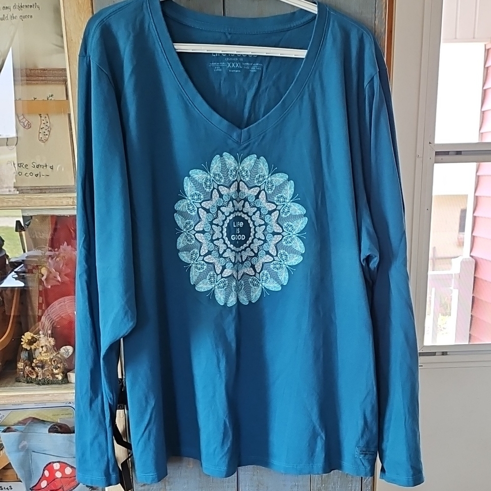 Life Is Good Long Sleeve, V Neck Tee